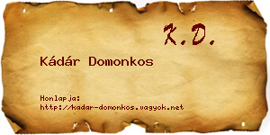 Kádár Domonkos névjegykártya